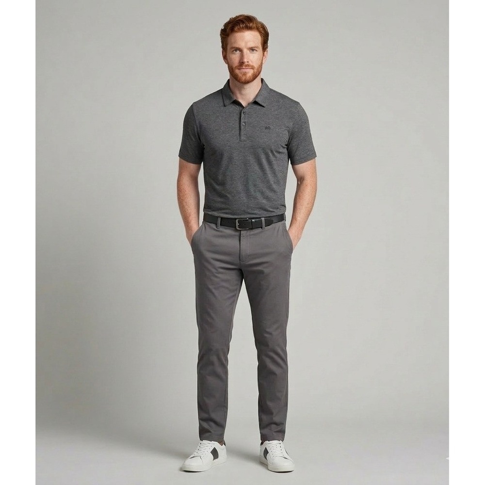 Travis Mathew Mens Polo Shirt Large‎ Slim Fit Pima Cotton Gray Heather 1MM211